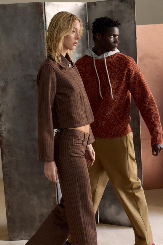Astrid brown natural-dye striped jacket