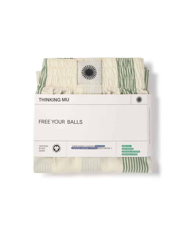 Boxer popelin rayas verde sostenible silueta - 3