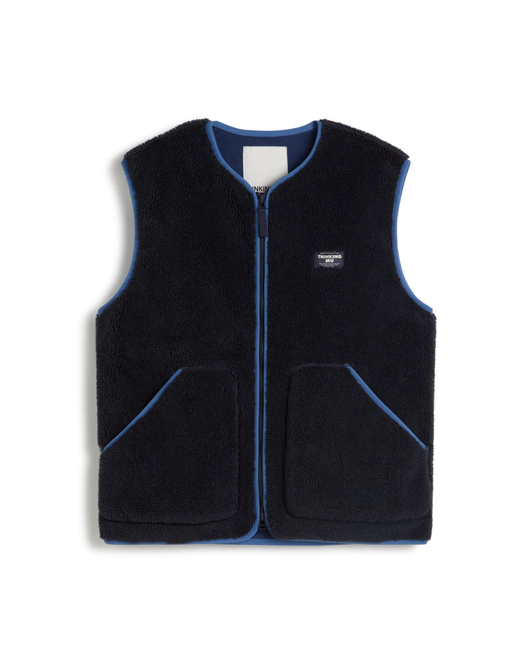 Chaleco borreguito azul Troy sostenible silueta - 1