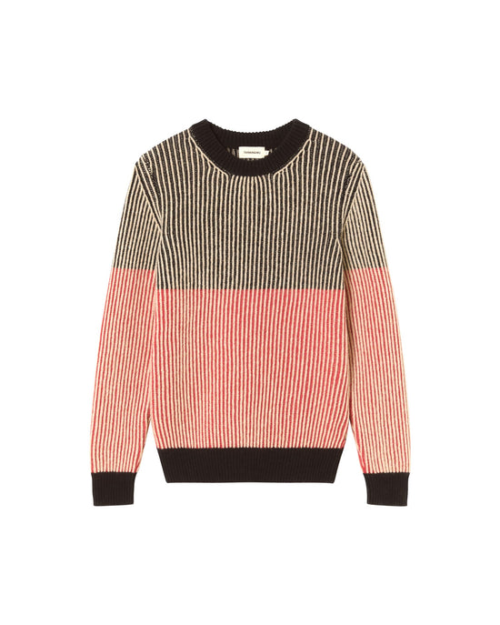 Jersey rojo lana Guiu sostenible - silueta 2