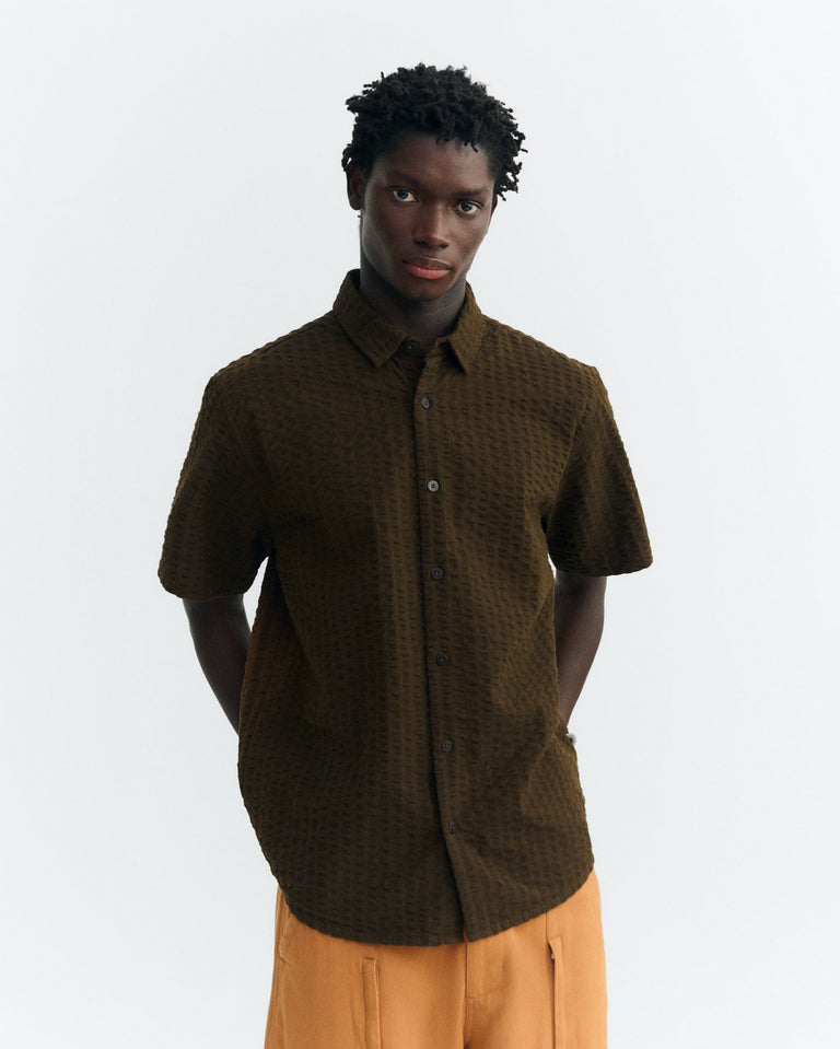 Camisa seersucker marrón Tom sostenible - 2