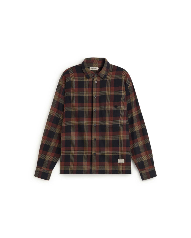 Sobrecamisa cuadros negra albion Theo sostenible silueta - 1