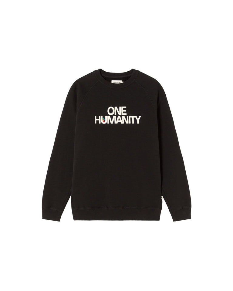 Sudadera negra One humanity sostenible-silueta-1