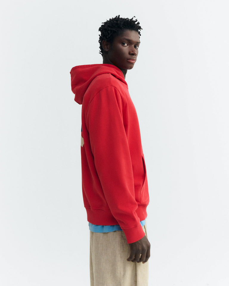 Sudadera roja patched sol espalda Simon sostenible - 3