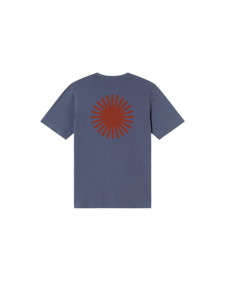 Camiseta azul Sol espalda marrón sostenible-silueta-2