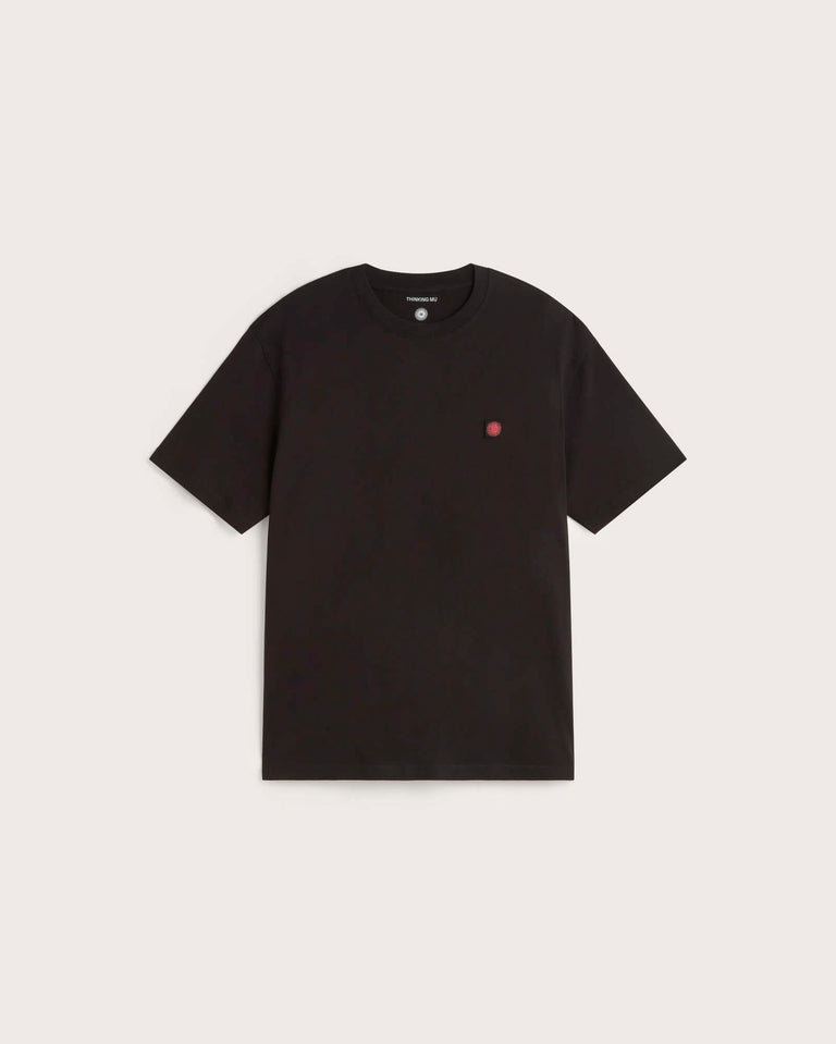 Camiseta negra sol espalda rojo Aaron sostenible silueta - 1