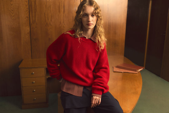 Red organic cotton Carmen jersey