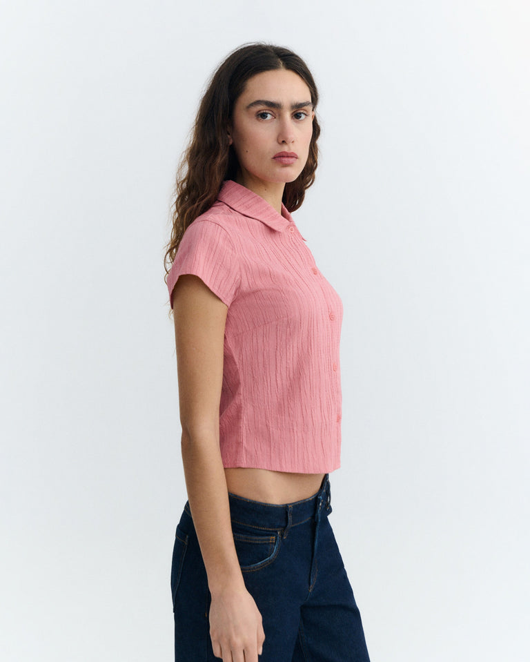 Blusa slim popcorn rosa Kitty sostenible - 2