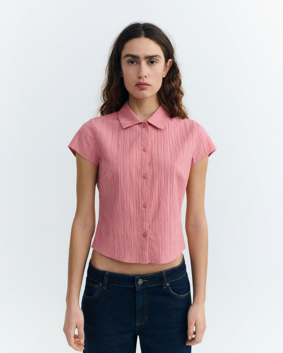 Blusa slim popcorn rosa Kitty sostenible - 3