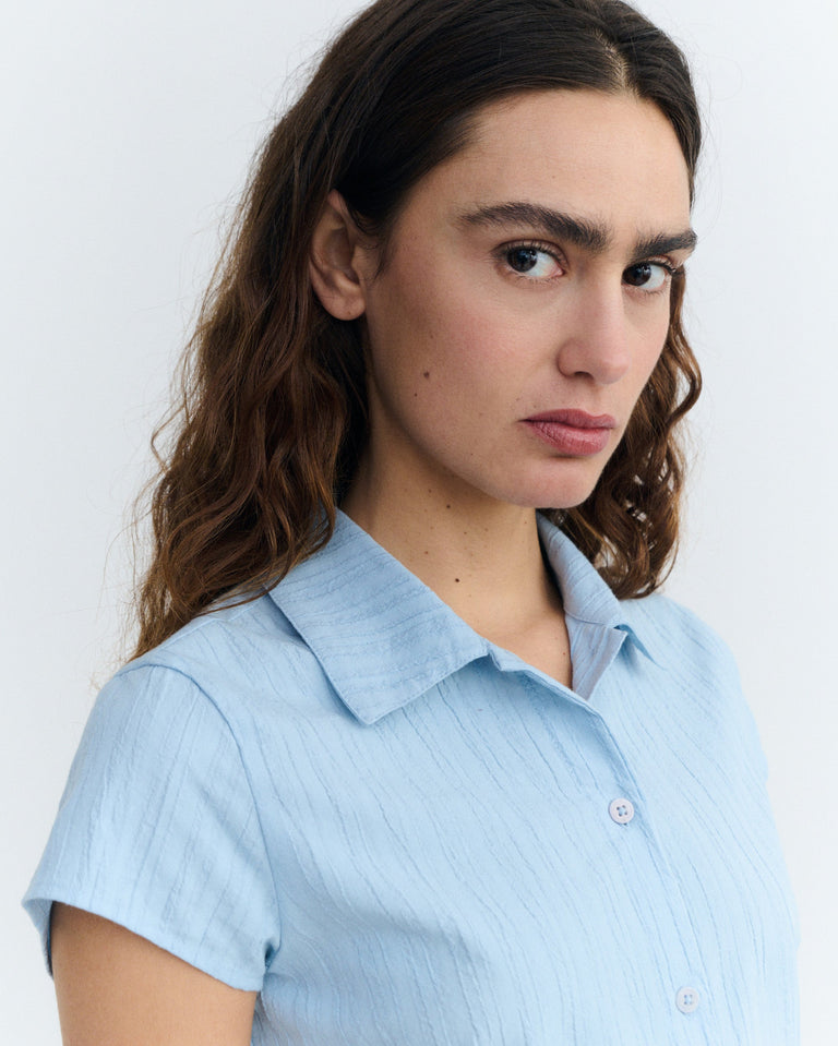 Blusa slim popcorn azul Kitty sostenible - 3