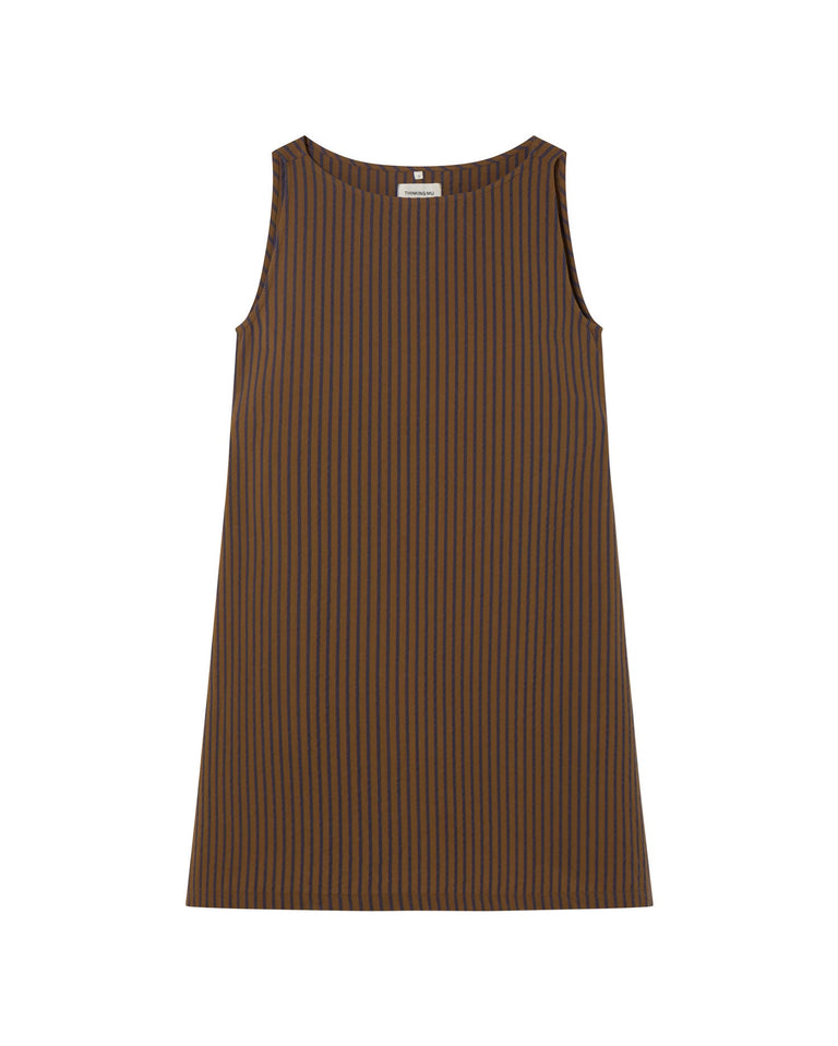 Vestido marrón rayas Cecile sostenible-silueta-1
