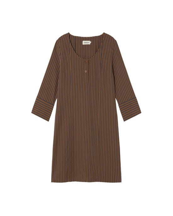 Vestido marrón rayas Maria sostenible - silueta 1