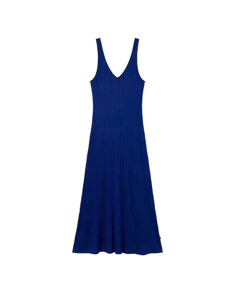 Vestido azul punto Sade sostenible-silueta-1