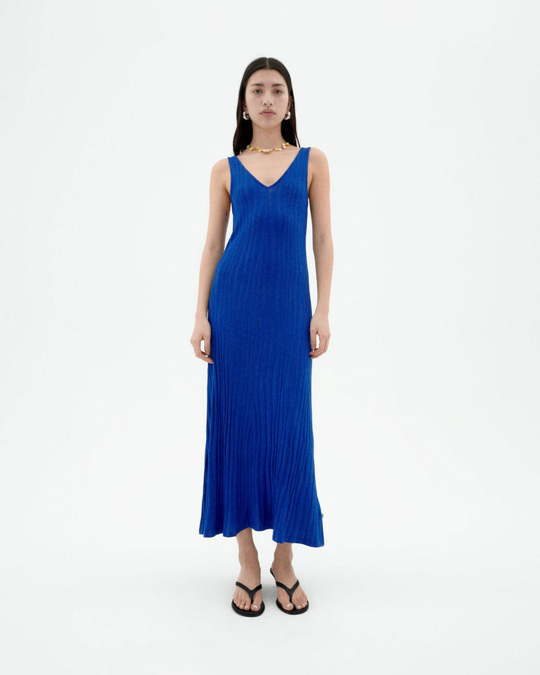 Vestido azul punto Sade sostenible-1