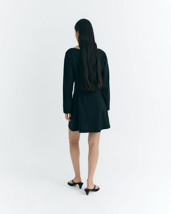 Vestido corto lana fina negro Arianne sostenible - 2