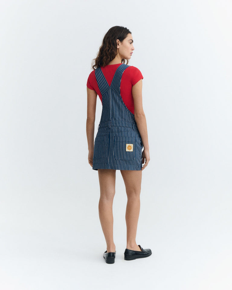 Vestido corto pichi rayas tinte natural railway Rafaela sostenible - 4
