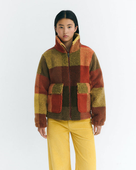 Chaqueta borreguito marrón cuadros Sophie sostenible - 1