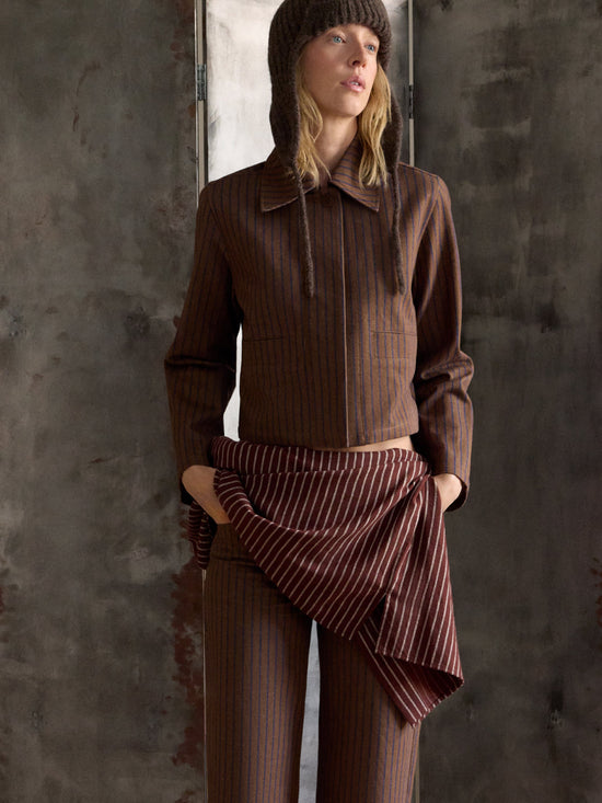 Astrid brown natural-dye striped jacket