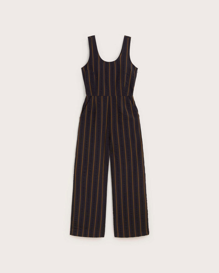 Mono seersucker rayas Raflesia sostenible silueta - 1