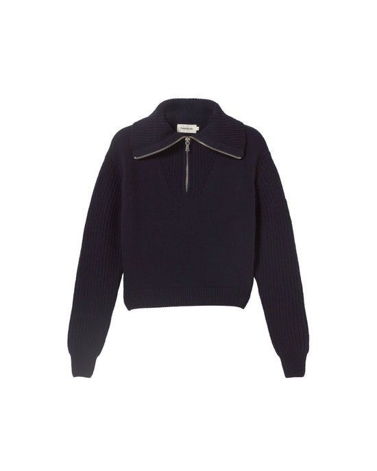 Jersey azul lana Tanit sostenible - silueta 1