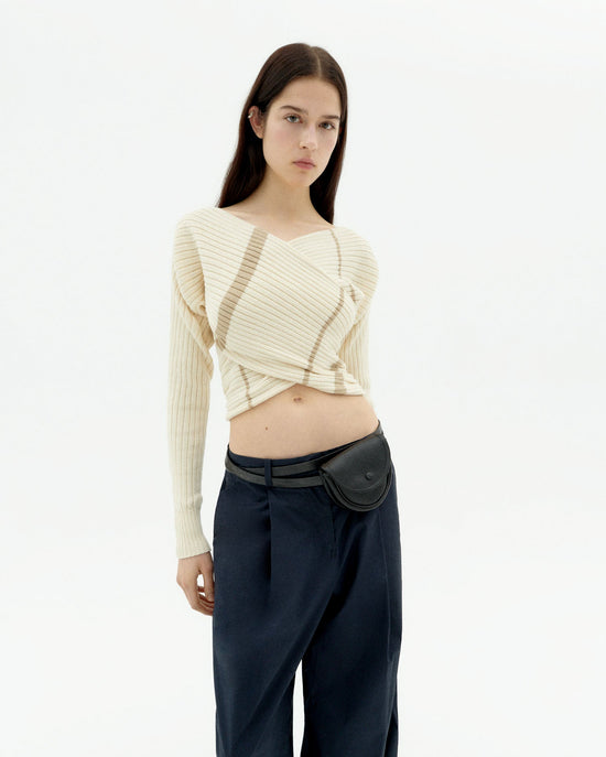 Jersey rayas crudo punto Adele sostenible-1