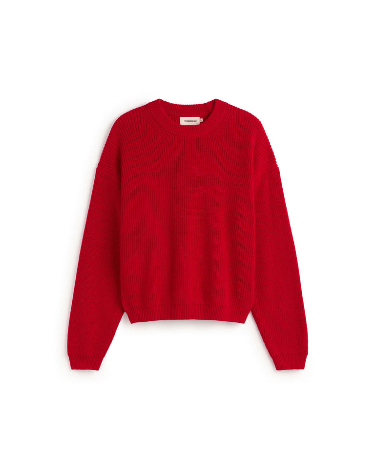 Jersey rojo algodón orgánico Carmen sostenible silueta - 1