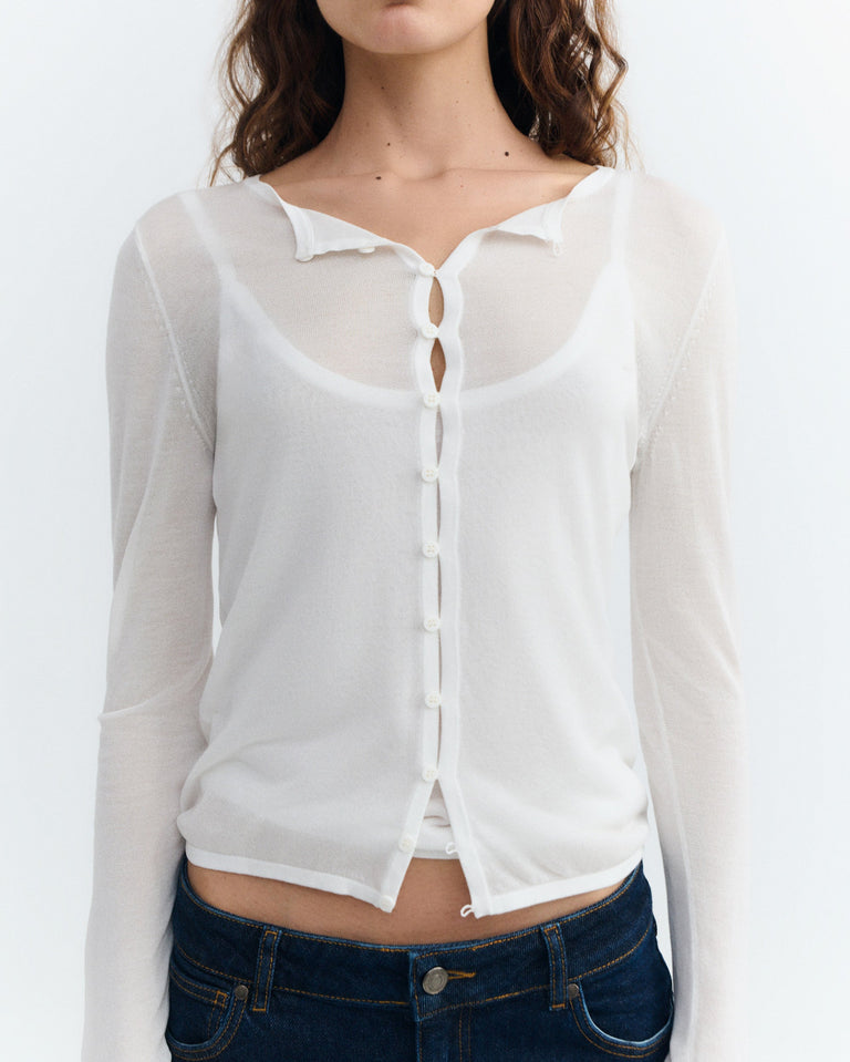 Cardigan punto crudo transparente Manon sostenible - 3
