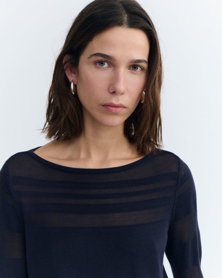 Jersey rayas semitransparente navy Raven sostenible - 2