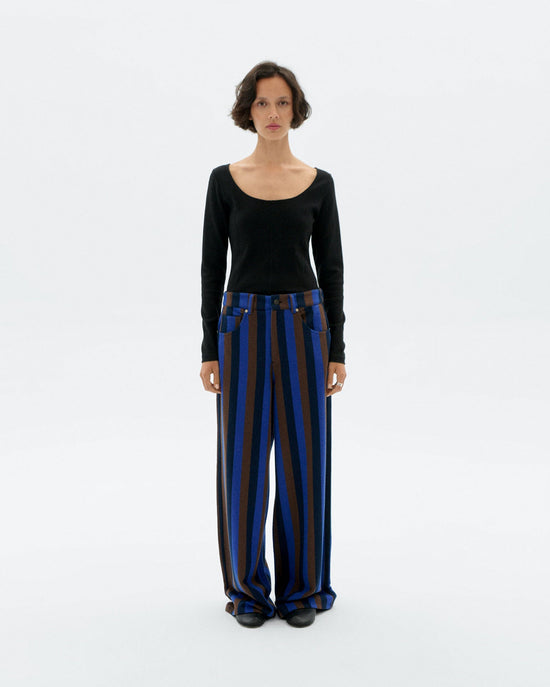 Pantalón wide leg rayas azul totenham Hedda sostenible - 2