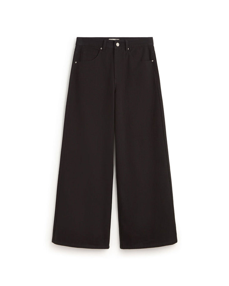 Pantalón wide leg negro Hedda sostenible silueta - 1