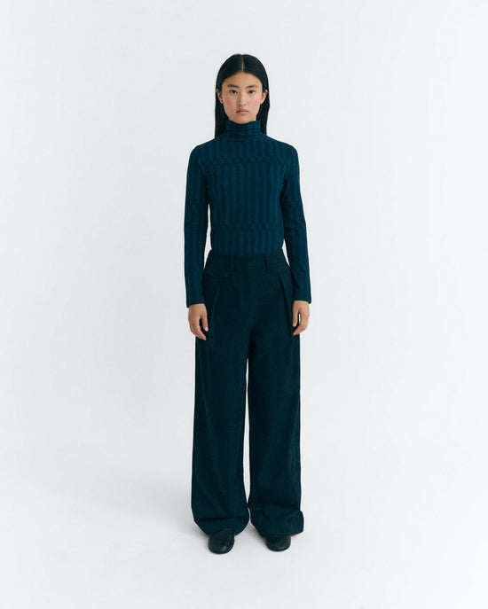 Pantalón wide leg tiro bajo navy Pat sostenible - 2