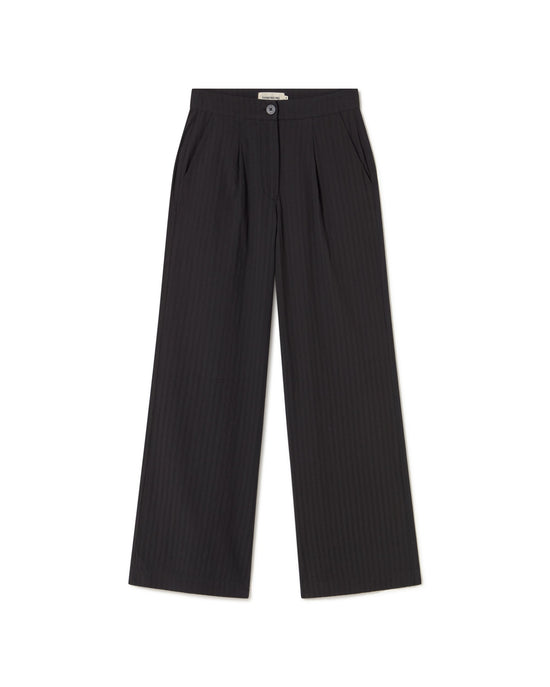 Pantalón negro seersucker Manolita sostenible - silueta 1