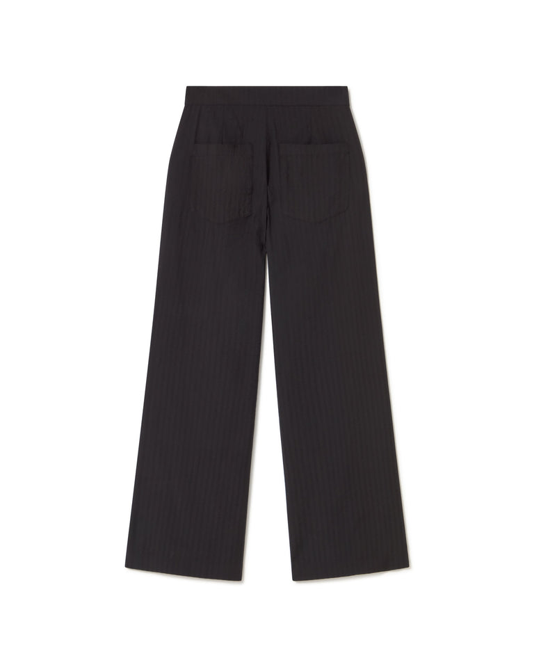Pantalón negro seersucker Manolita sostenible- silueta 3