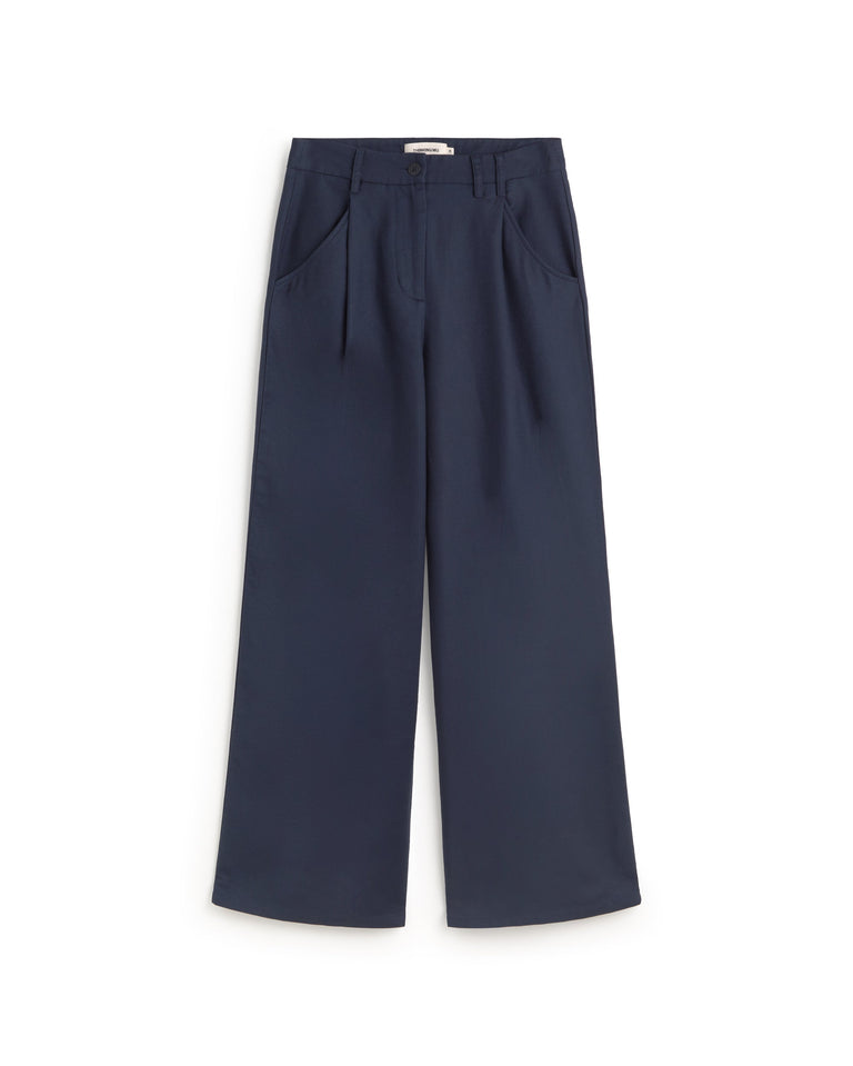 Pantalón wide leg azul hemp Molly sostenible silueta - 1