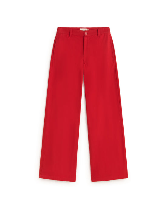 Pantalón tiro alto rojo Karina sostenible silueta - 1