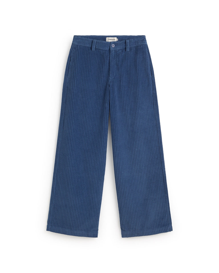 Pantalón recto pana azul Serena sostenible silueta - 1