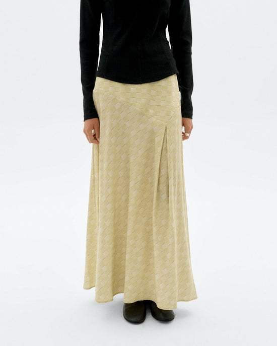 Falda larga amarilla cuadros Tori sostenible - 1