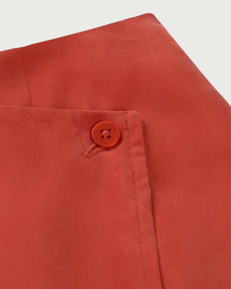 Falda larga roja cupro Selina sostenible silueta - 2