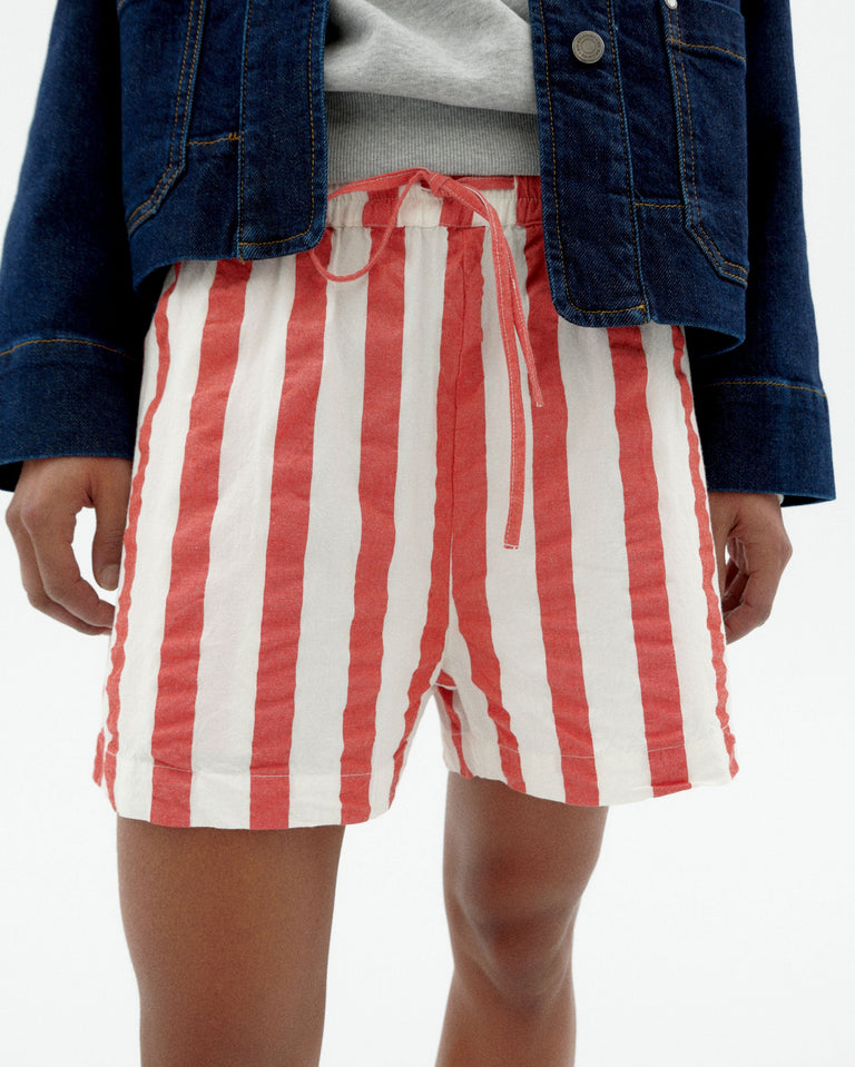 Short rayas rojas Geranio sostenible-3