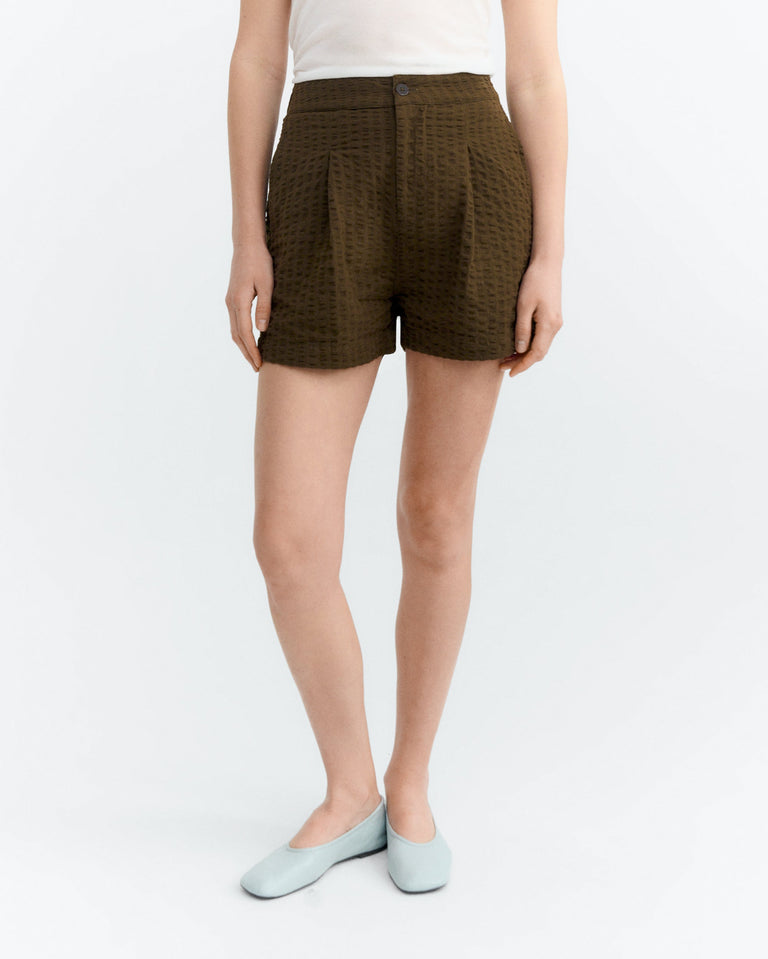 Shorts seersucker marrón Narciso sostenible - 2