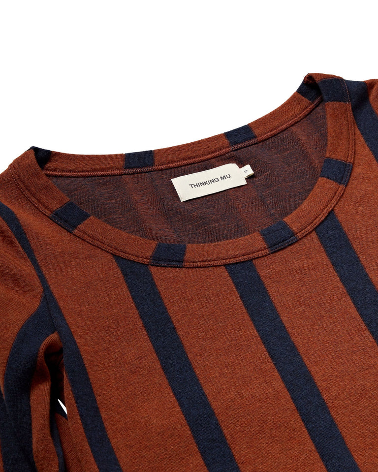 Top marrón lana rayas navy Casilda sostenible - silueta 3