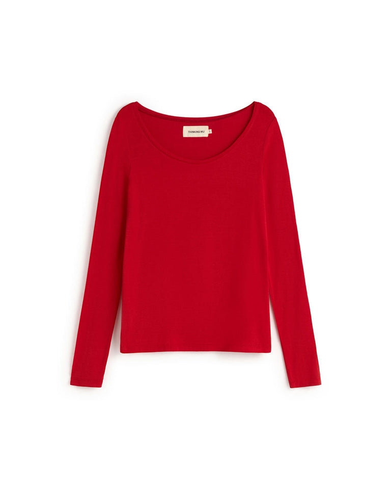Top rojo cashmere Casilda sostenible silueta - 1