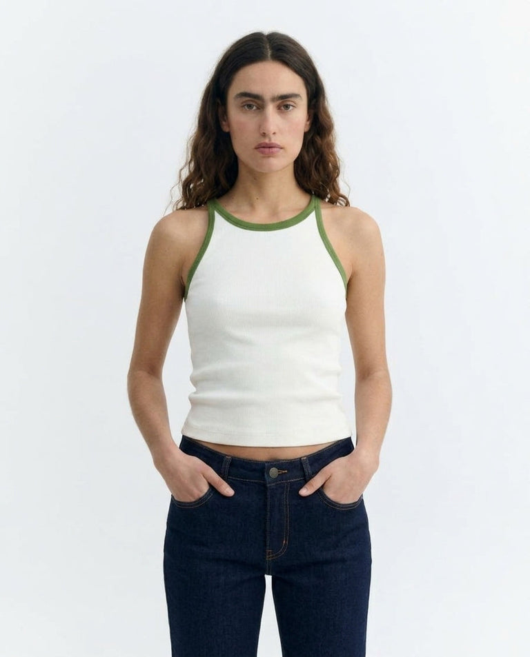 Top halter blanco contraste verde Harriet sostenible - 1.5