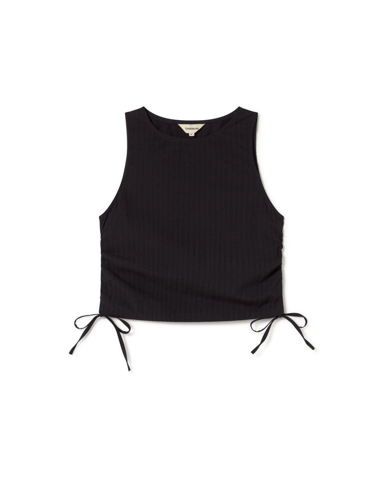 Top negro seersucker Florence sostenible - silueta 1