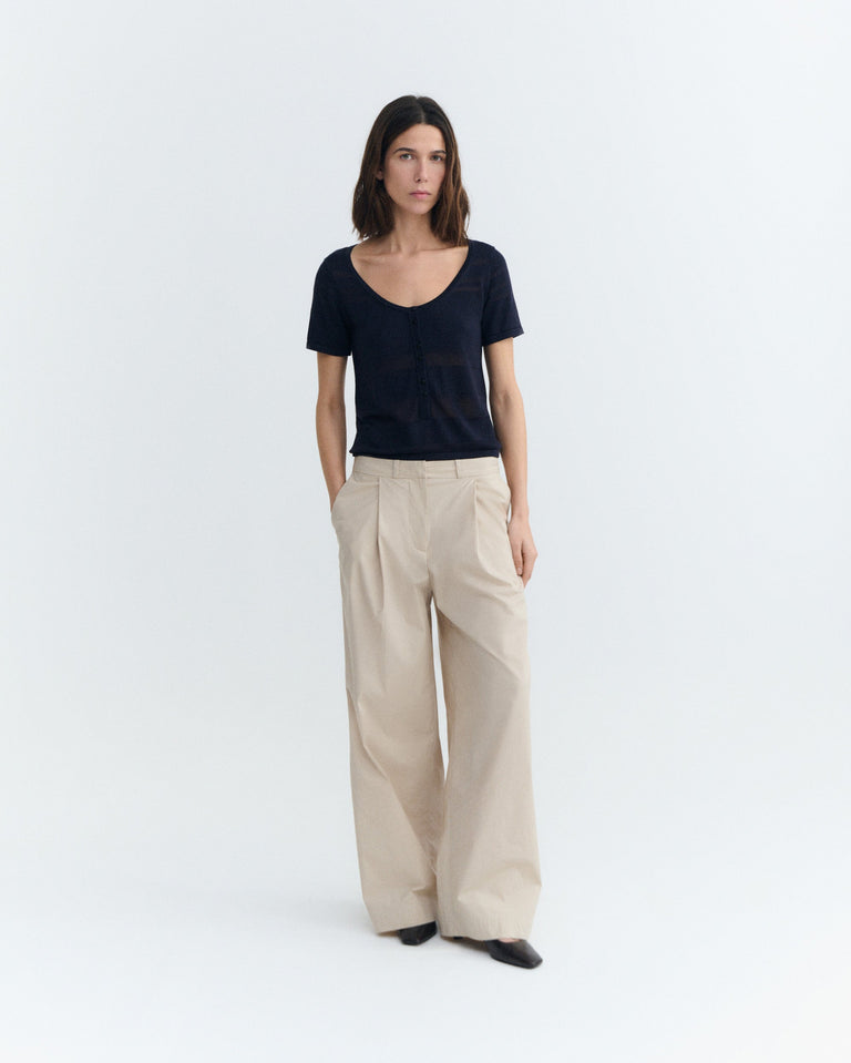 Top rayas semitransparente navy Ash sostenible - 1