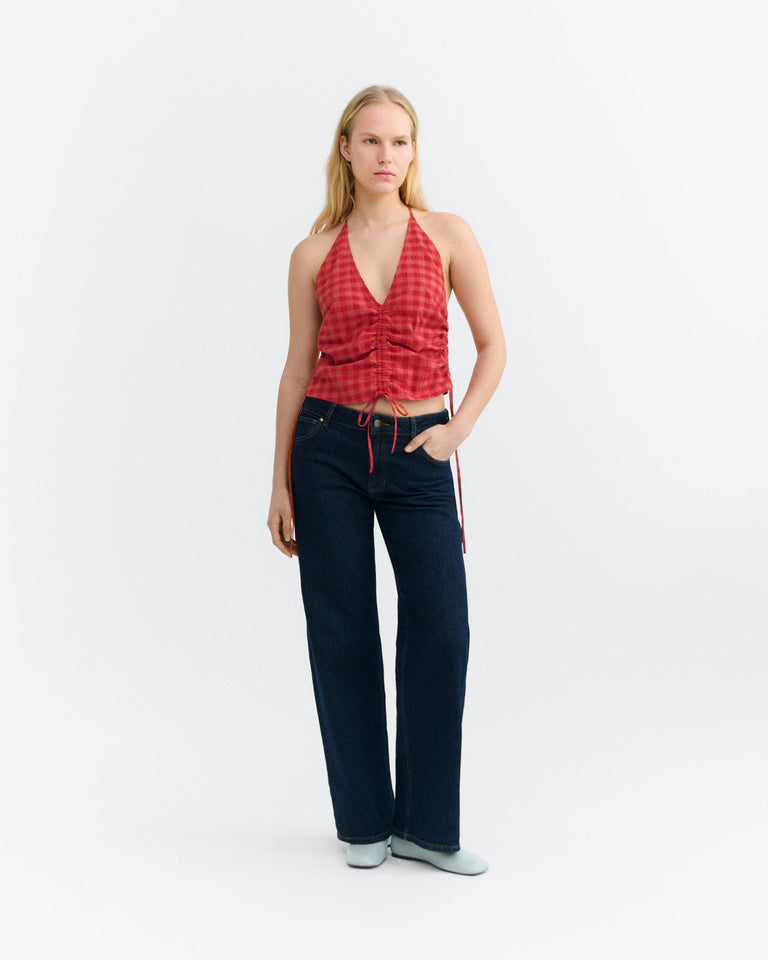 Top regulable seersucker rojo Hiba sostenible - 1