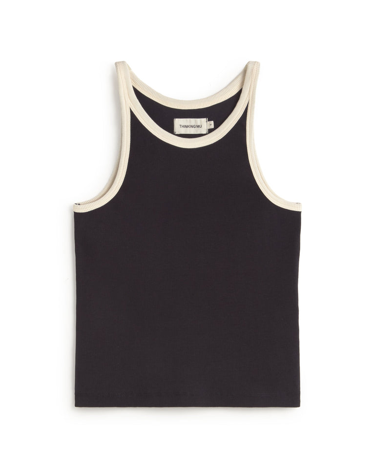 Top halter navy contraste blanco Harriet sostenible silueta - 1