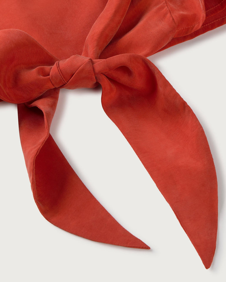 Top rojo lazo cupro Solea sostenible silueta - 2