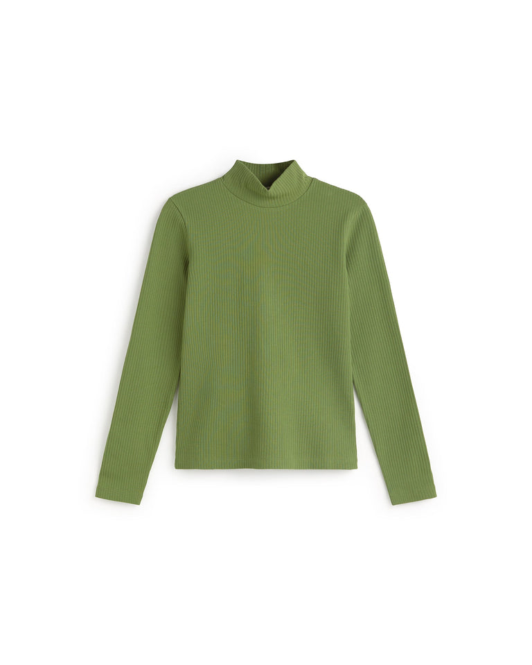 Top cuello alto rib verde Aine sostenible silueta - 1