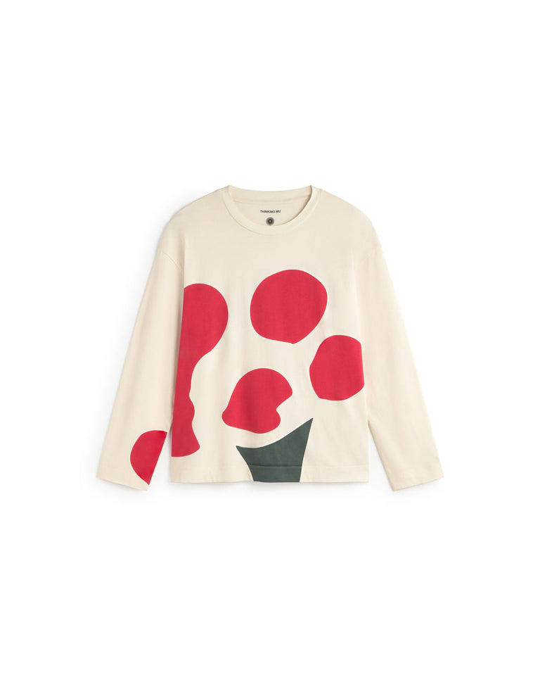 Camiseta blanca manga larga flower Emily sostenible silueta - 1